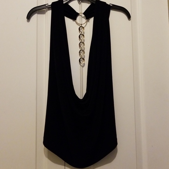 Planet Funk Tops - Sexy Black Cowl Backless Blouse-M
